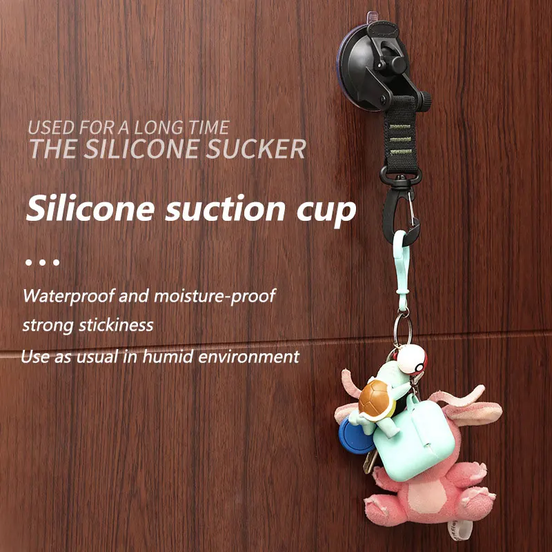

Car Tent Suction Cup Hook Free Punch Home Outdoor Travel Camping Picnic Portable Sucker Hook with Strap Carabiner Reuse