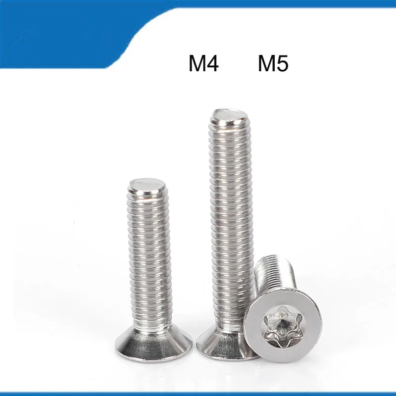 

High Quality 20/50PCS M4 M5 304 Stainless Steel Countersunk Six-Lobe Screw Plum Head Anti-theft Screw