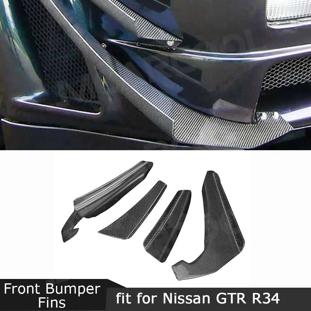 Per Nissan Gtr R34 1999-2002 Car Front Foglamp Cover Trim Strip Paraurti In Fibra Di Carbonio Lip Canard Air Vent Facelift Accessori