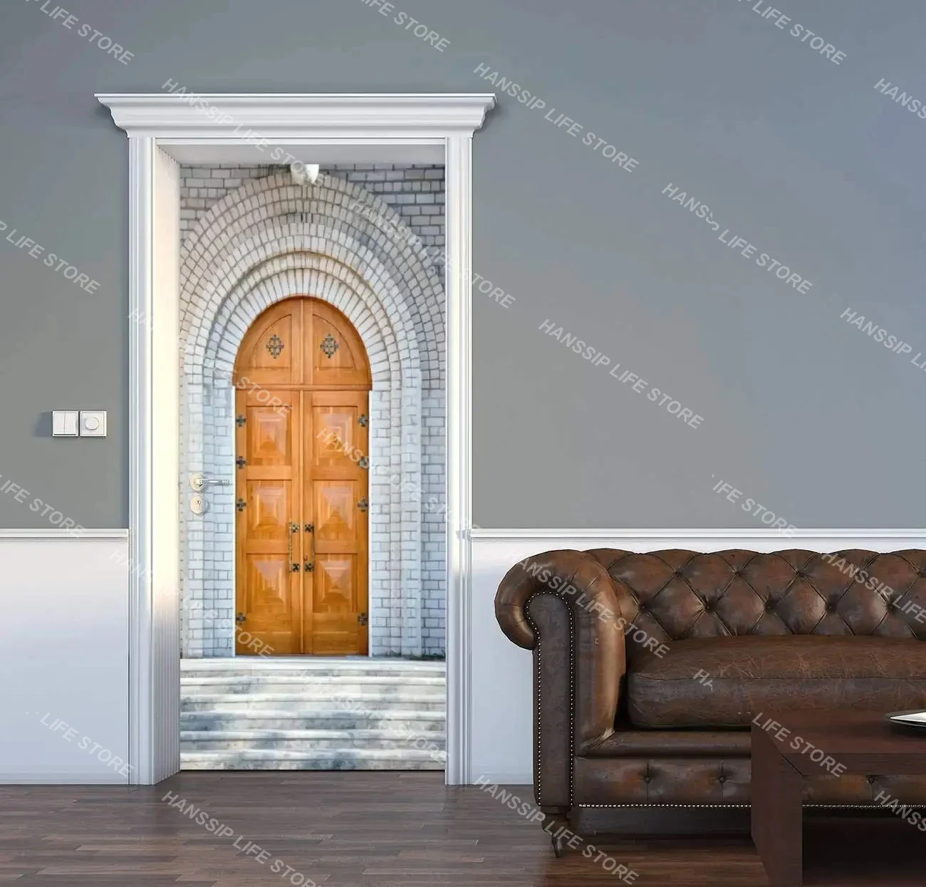 Adesivi Murali 3D Effetto Porta In Legno - Autoadesivi Per Porte, 95x215 Cm