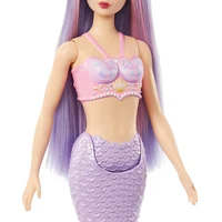 Muñeca Barbie sirena Original con pelo de fantasía rosa Lila y diadema accesorio de juguete para niñas regalo de cumpleaños HRR06 - Imagen 3