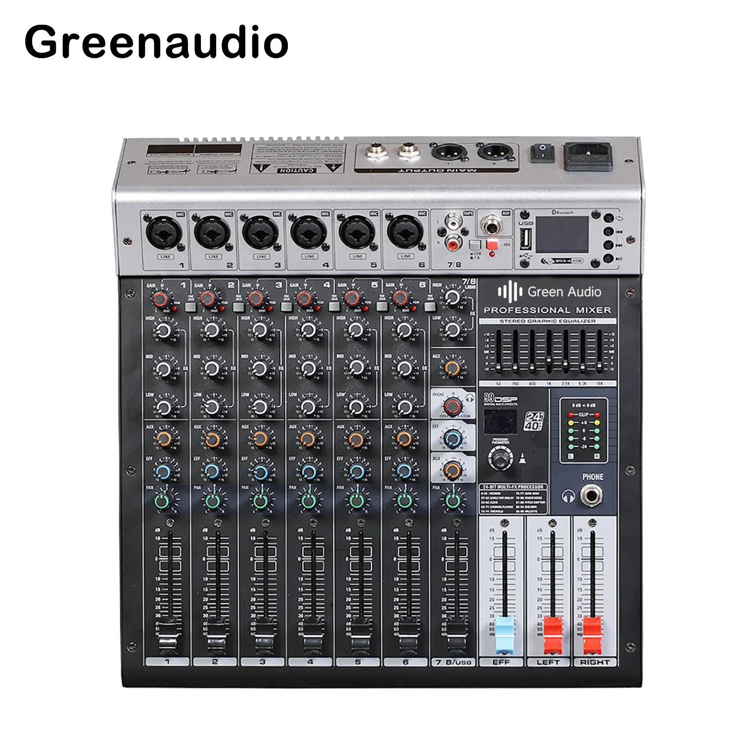 

GAX-GBR8 8-channel pure mixer wedding hotel school recording and broadcasting room USB with Bt reverb effect device