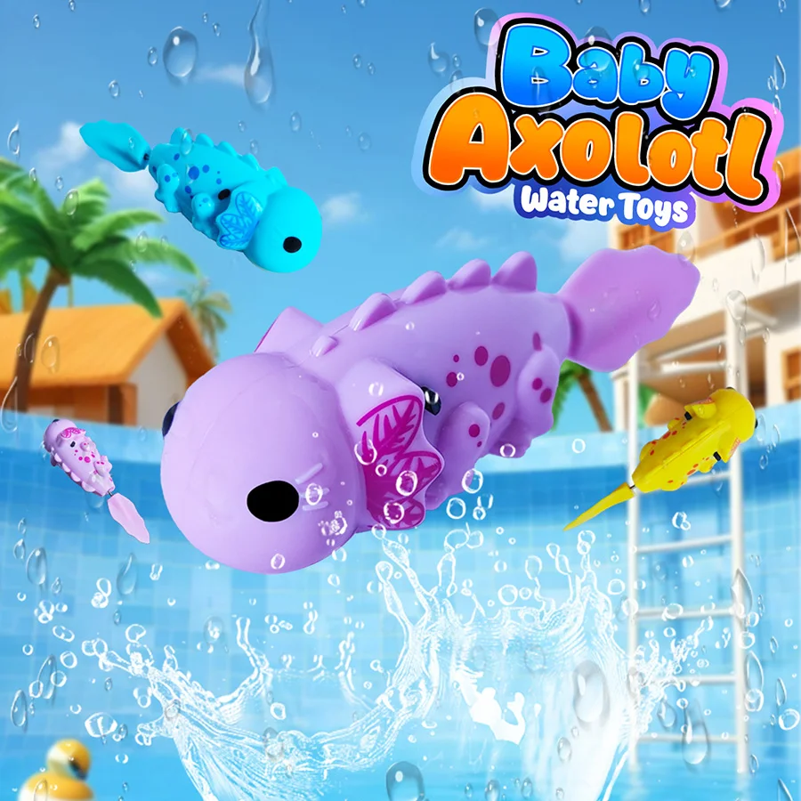Cute Outdoor Children's Electronic Light Sensing Bathtub Interactive Toy Can Swim Colorful Pet Salamander Dinosaur Holiday Gift