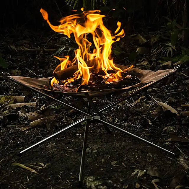 Portable Fire Pit 22 Inch - Collapsible Steel Mesh Camping Fire Pit With Carrying Bag For Outdoor
