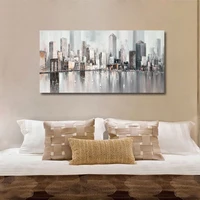 Mintura,New York Skyline Cityscape Architecture Abstract Art Handmade Oil Painting On Canvas,Wall Picture Modern,Home Decoration 2