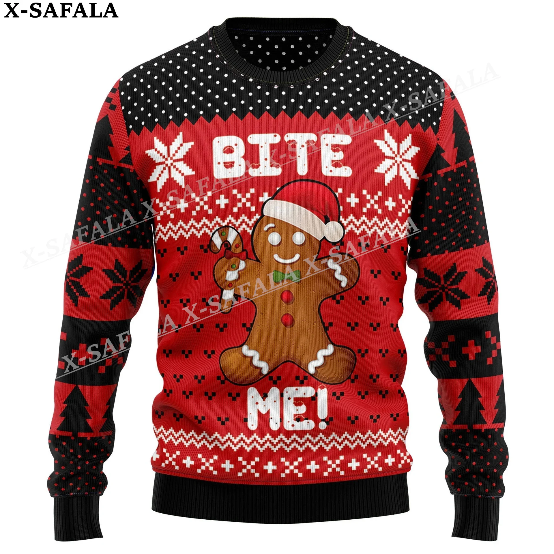 thumbnail image 1 of Suéteres de punto feos de Navidad con forma de hombre de jengibre, muérdeme, para Halloween, regalo de Navidad, para parejas, fiestas, unisex, informales, 2, 1 of 4