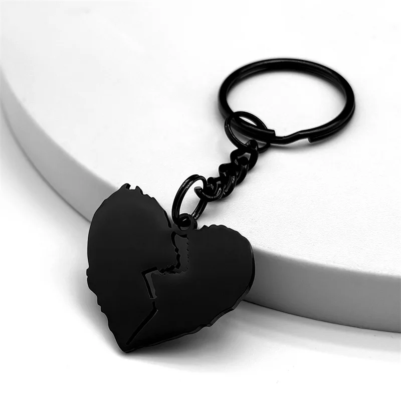 Gothic Punk Broken Heart Key Chain for Women Men Stainless Steel Black Gold Silver Color Hip Hop Music Bag Pendant Jewelry K3432