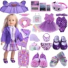 Doll Clothes Purple Series Dsinesy Unicorn Dress Doll Shoes For 18 Inch American&43m Reborn Baby Reborn New Born Doll Girl's Toy 2