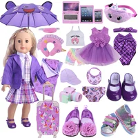 Doll Clothes Purple Series Dsinesy Unicorn Dress Doll Shoes For 18 Inch American&43m Reborn Baby Reborn New Born Doll Girl's Toy 2