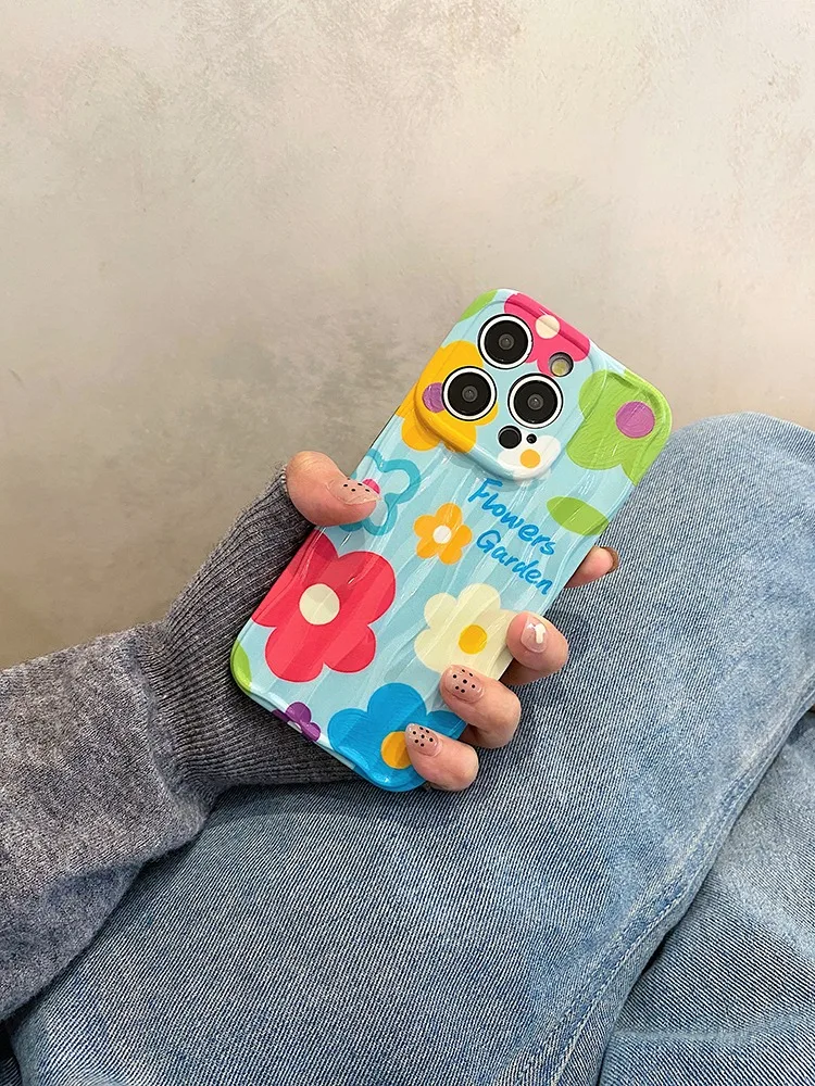 Stylish Flowers Wave Glossy Case For iPhone