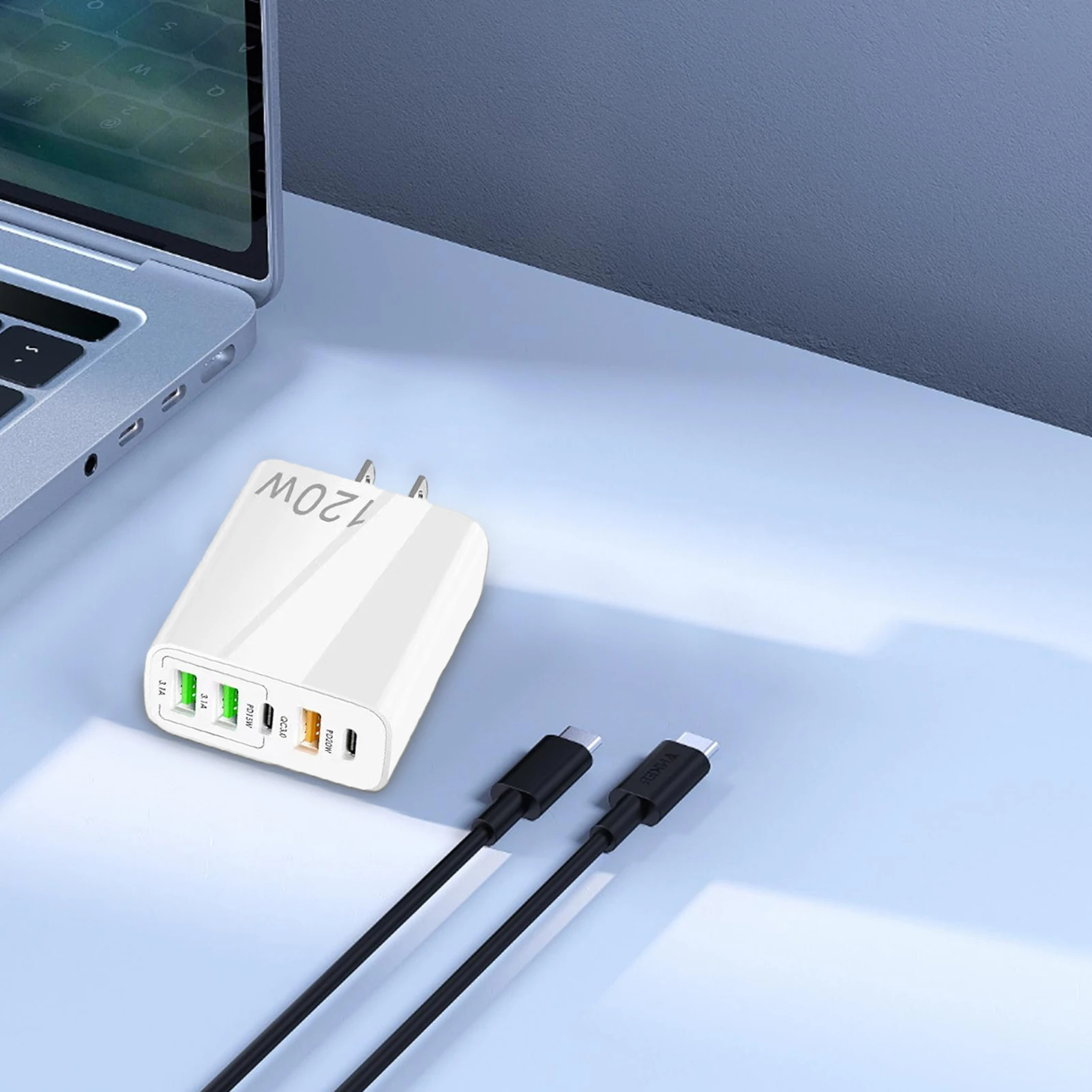 120W USB C Charger Powerful 120W GaN USB C Charger Block With 5 Ports QC5.0 Fast Charging Hub For High-speed And Safe Charging