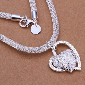 925 prata esterlina lindo charme moda charme coração casamento senhora amor colar nobre luxo 18 polegadas jóias de prata 1