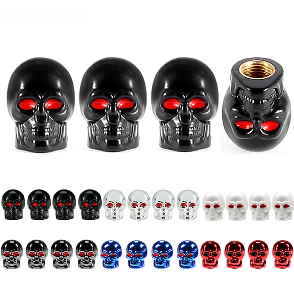 

4Pcs/Set Universal Car Skull Style Antirust Copper Core Motorcycle Bike Car Wheel Tyre Tires Valve Stem Caps