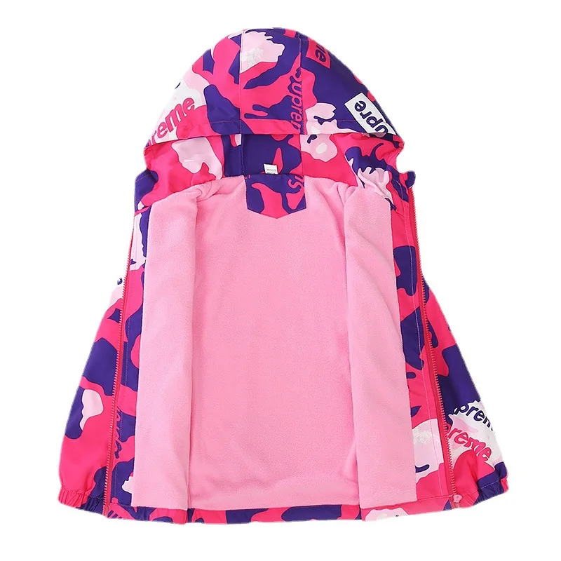 남아 및 여아용 플리스 스포츠 야외 코트, 용수철 및 가을 2024 아동용 추가 플리스 재킷, 한국