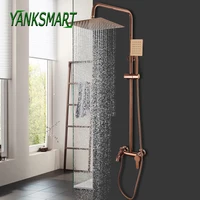 Yanksmart ก๊อกน้ำพร้อมระบบฝักบัวในห้องน้ำแบบทองคำสีกุหลาบ, ก๊อกน้ำติดผนังอ่างอาบน้ำผสม 1