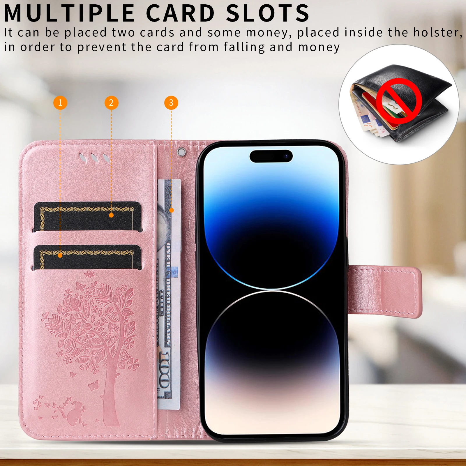 Multifunctional Kickstand Flip Wallet Leather Phone Case Cover