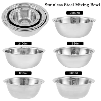 5 pezzi in acciaio inossidabile ciotola di miscelazione set insalata di frutta cibo stoviglie zuppa tagliatelle ciotola cucina cottura strumenti di cottura 14/16/20/22/24 cm 1