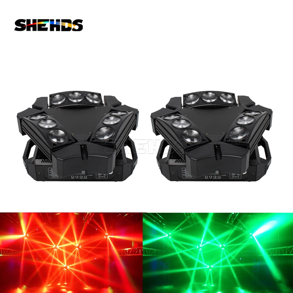 SHEHDS-Mini Lumière Araignée LED 8x6W/9x10W RGBW DMXorgLED, Faisceau à