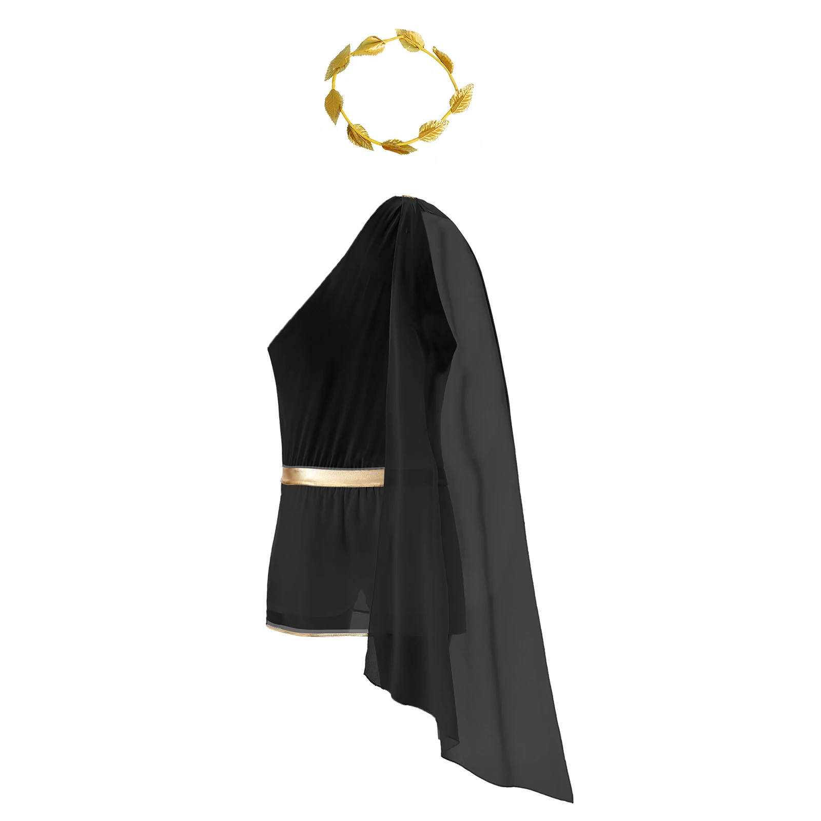 Costume antique noir avec ceinture dorée