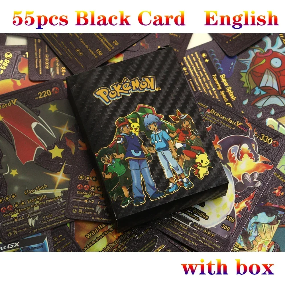 27-55PCS Colorful Gold Foil Card Charizard Pikachu Arceus Silver Rainbow English Spanish VSTAR VMAX Card