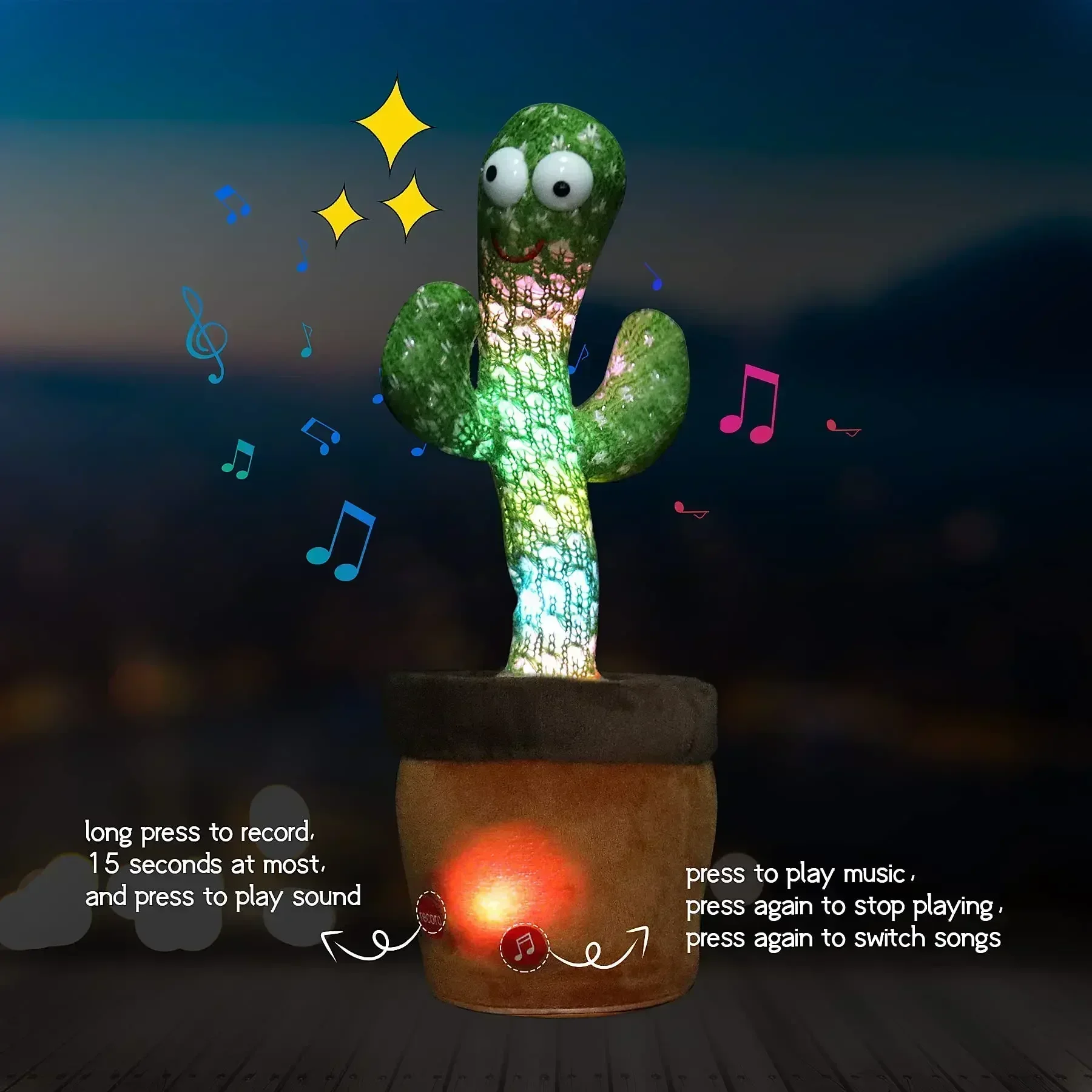 Sunshine Cactu Children's Electronic Plush Toy Dancing and Talking Cactu Children's Birthday Party Christmas Gift with 120 Songs 6