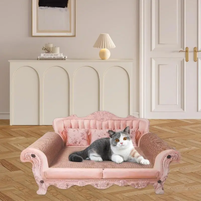 고양이 골판지 주름진 스크래처 라운지 소파 침대 긁힘 패드 스크래치 보드, 새끼 고양이 발톱 연마기, 내마모성 애완 동물 장난감