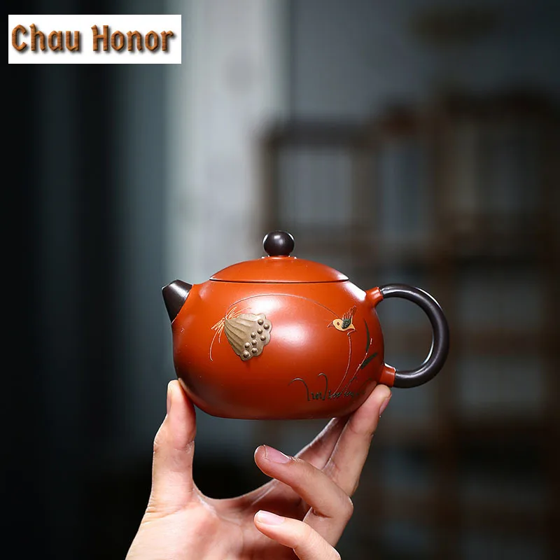 240ml Yixing Raw Ore Zhu Ni Lotus Xi Shi Purple Clay TeaPot Handmade Household Kung Fu Tea Set Tea Ceremony Drinkware Customized