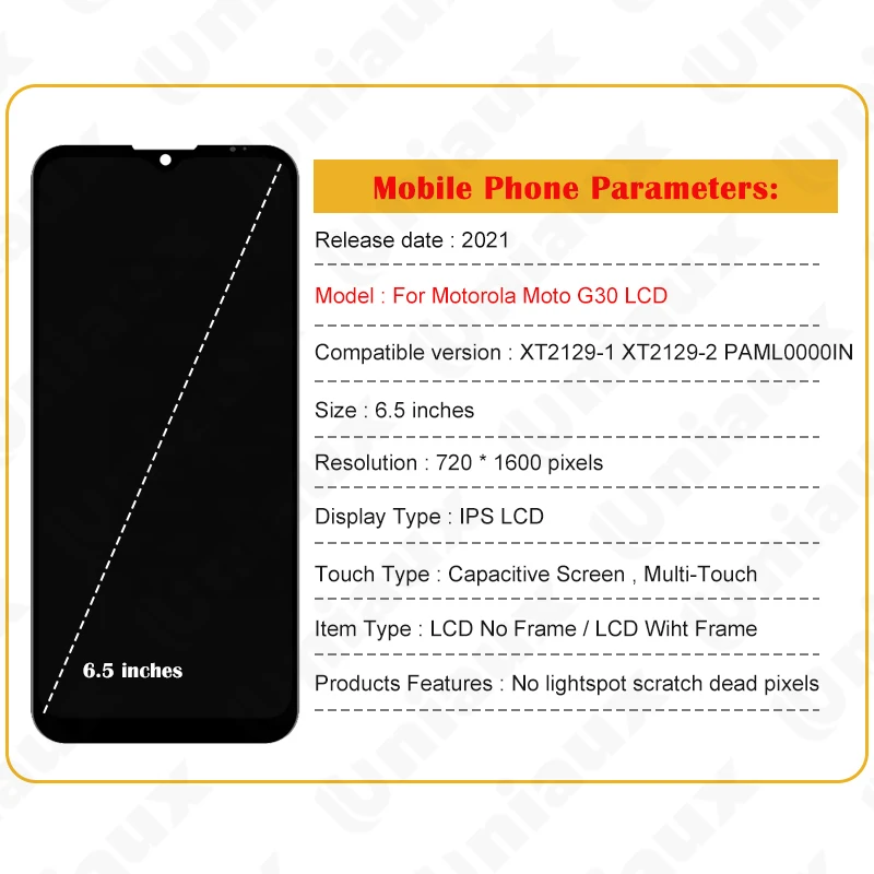 Lcd Display Touch Screen Digitizer Assembly Substituição 100 Testado Apto para Motorola Moto G30 Original - Image 5