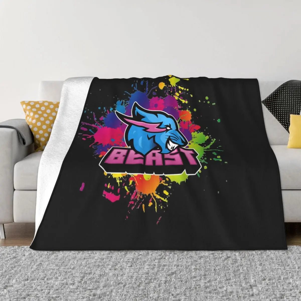 

Mr Beast Lightning Cat Blanket Flannel Decoration Game Breathable Lightweight Throw Blanket for Sofa Bedroom Rug Piece