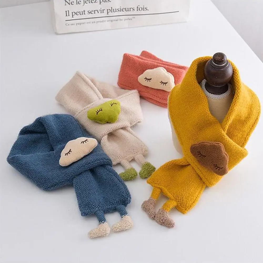 Winter Baby Neck Guards Scarves Cartoon Clouds Children's Scarf Boys Girls Knit Wool Thick Warm Collar Shawl