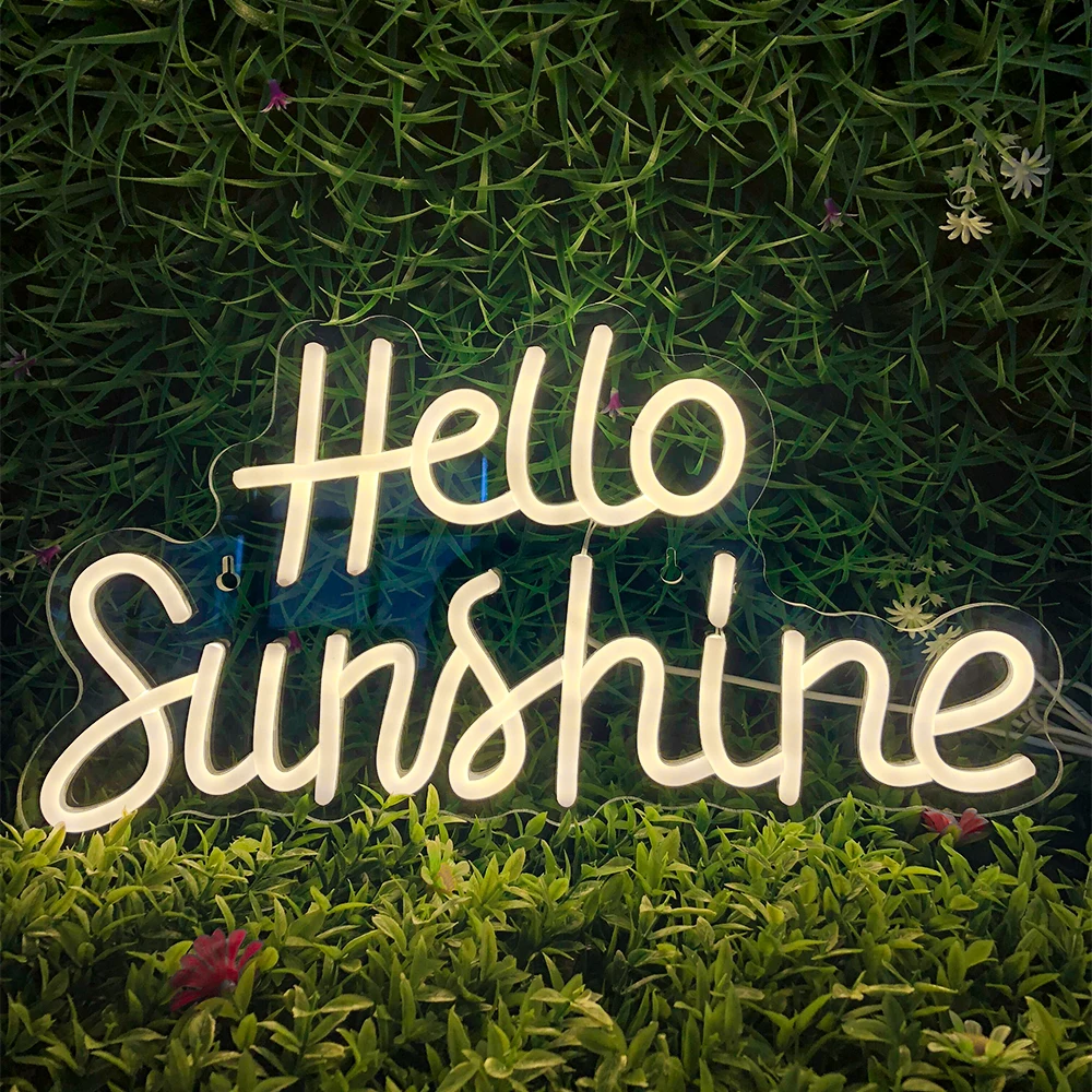 Ineonlife Hello Sunshine Custom Neon Sign Warm Bedroom Home Lamp for Girls Birthday Holiday Gift Night Light ART Wall Decoration