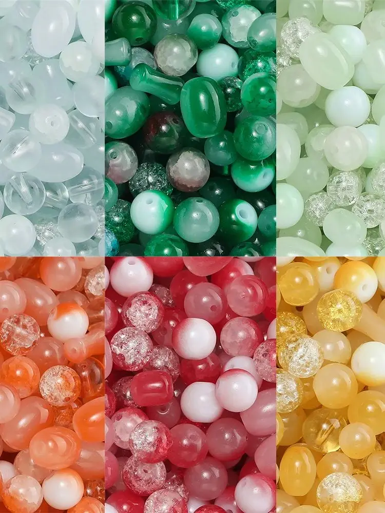 20/50 Gramm 7-10mm gemischte Glasperlen runde ovale Abstands halter lose Perle für DIY Armband Halskette Ohrringe Schmuck herstellung – Detail 1