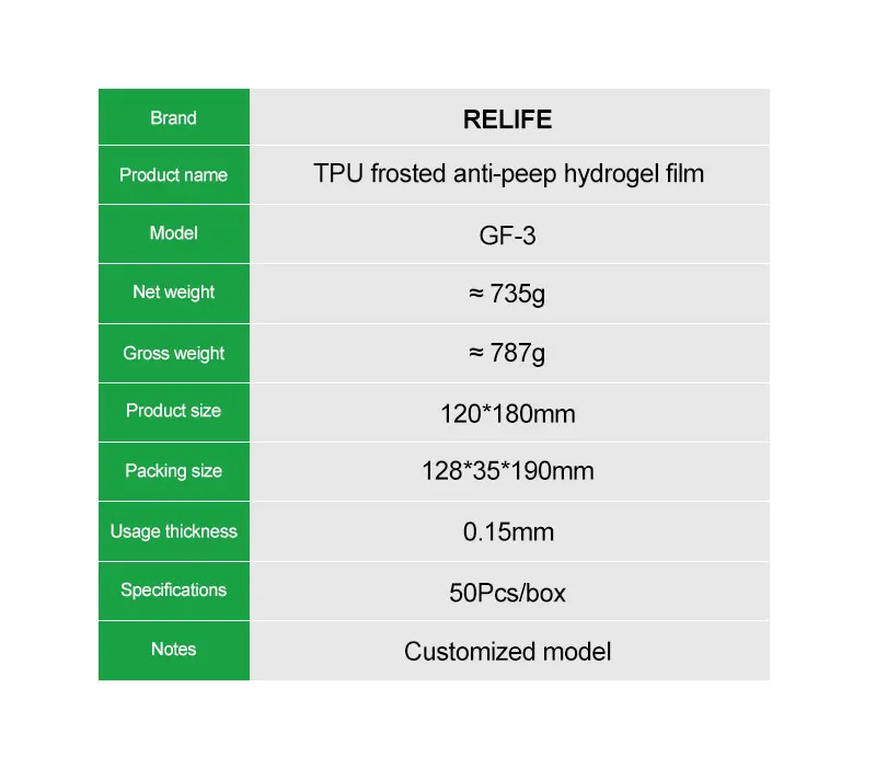 RELIFE GF-1 GF-2 GF-3 TPU-Hydrogelfolie für Filmschneidemaschine, Vollbildabdeckung, Displayschutzfolie ohne Aufladecode – Detail 17
