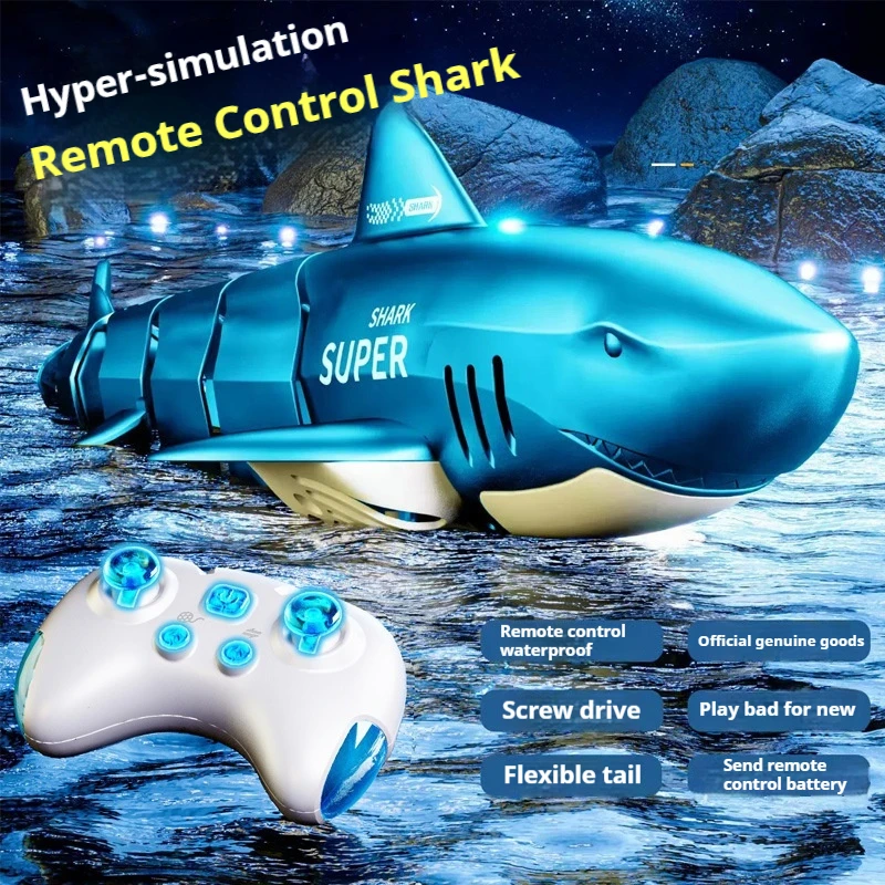 Remote Control Shark Spray Light Whale 2.4g Remote Control Boat Electric Kids Pool Beach Bath Boys Adults Toy Xmas Gift Surprise 3