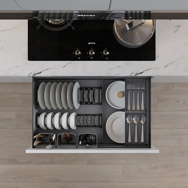 Goldmine New Tableware Drawers High-end Kitchen Cabinet Accessories Pull-out Organization Shelf WPC-750