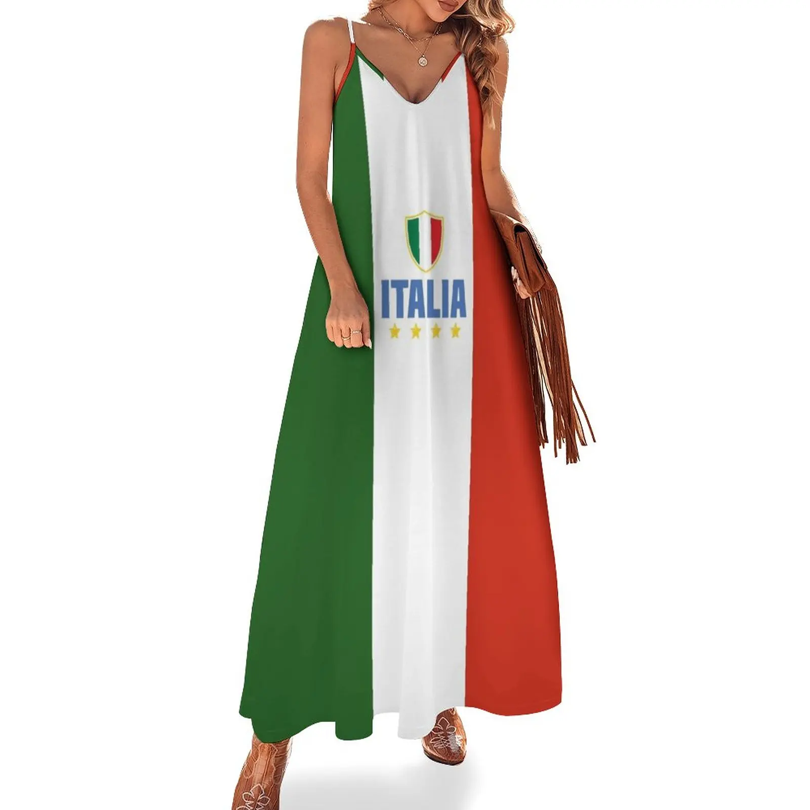 Italia-Abito Senza Maniche Tricolore Italiano Eleganti Abiti Da Donna Chic Promozione Abbigliamento Donna Abbigliamento Donna Corea Elegante