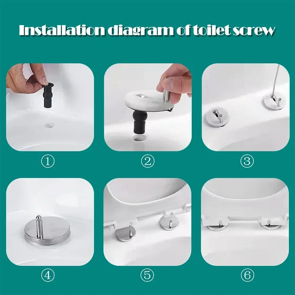 2 Set Toilet Seat Screws Hinges Expanding Rubber Top Nuts Fixings Toilet Blind Hole Replacement Kit Rubber And Stainless Steel toilet seat accessories toilet hinge replacement