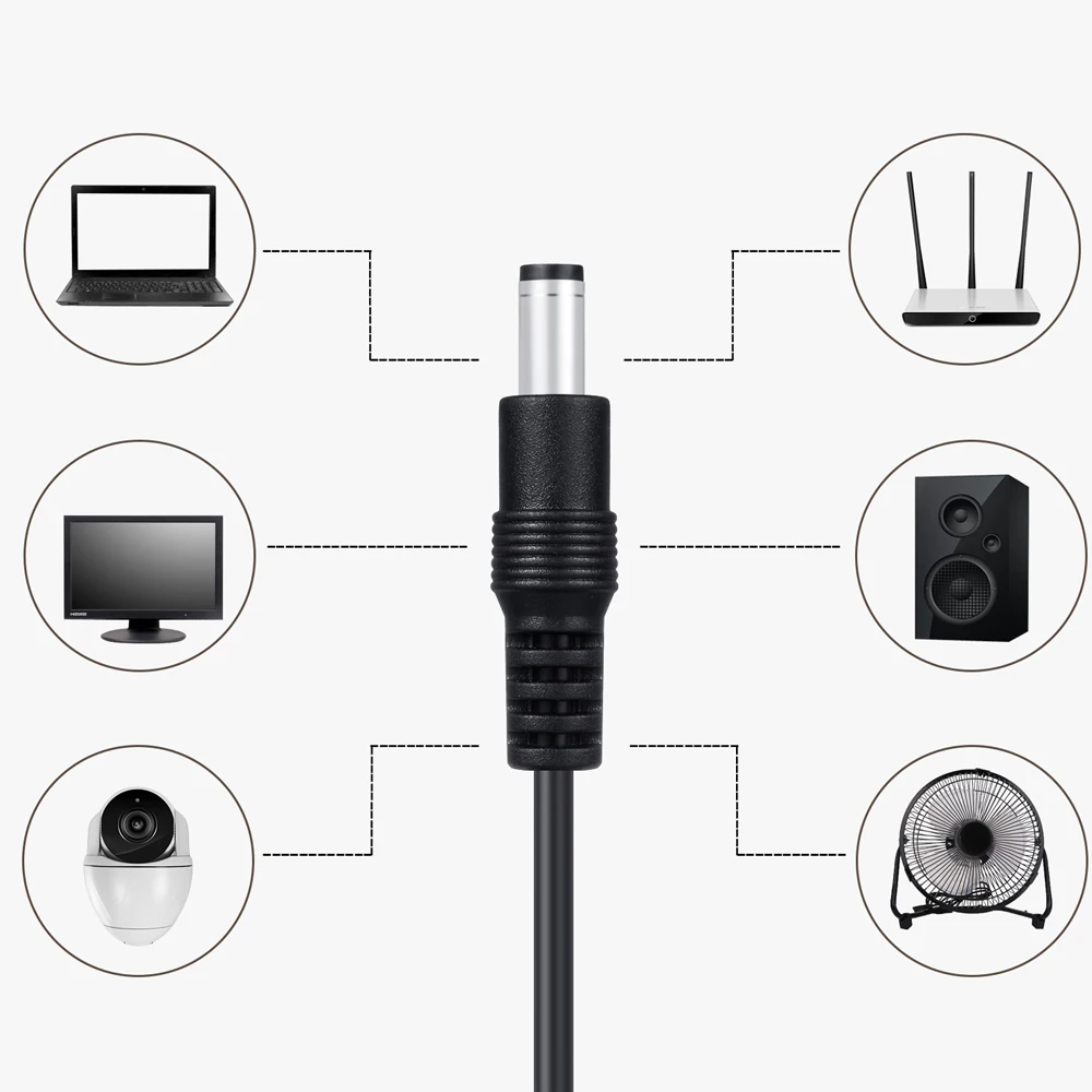 Charging Cable DC 5.5*2.1 USB Multifunctional 8-in-1 Male