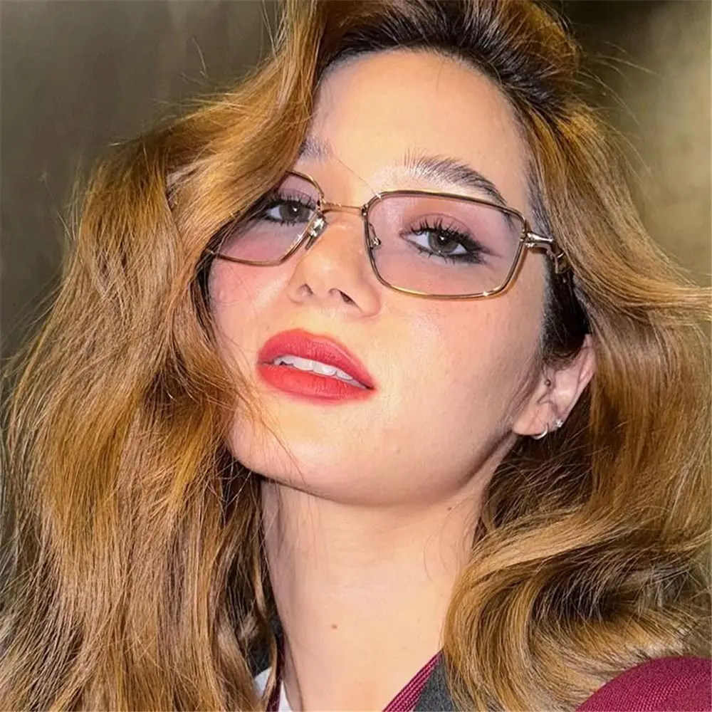 Anti Blue Light Irregular Square Shades with Metal Frame High-End Small Square Sunglasses Vintage Eyeglasses Frames