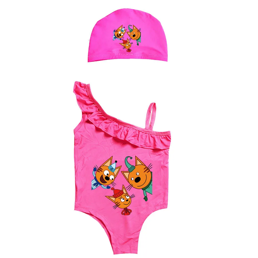 Kid E Cats Russian Три Кота My Family Three Happy Cats Clothes Kids Summer Swimwear Toddler Girls Sleeveless One Piece Swimsuits