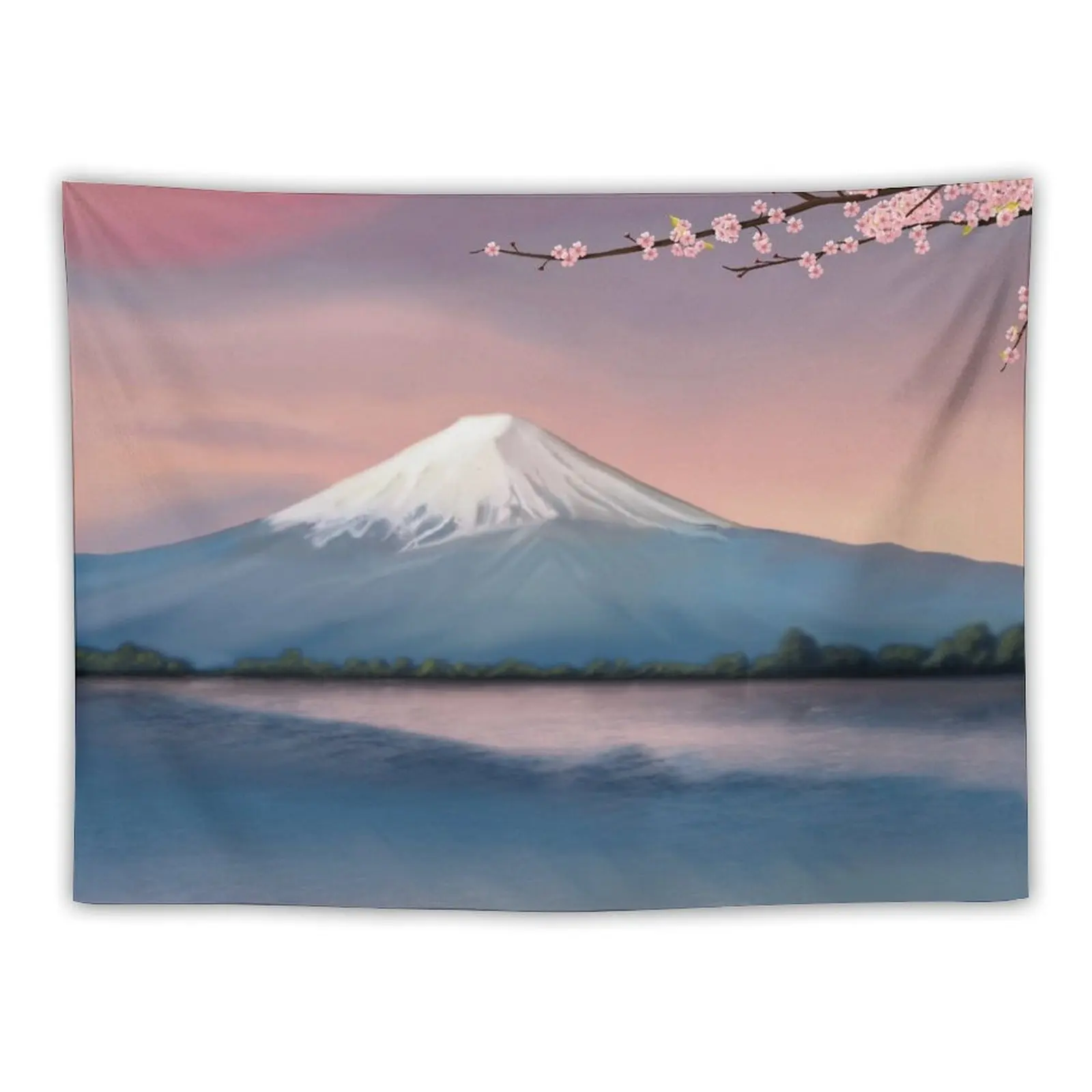 

mt fuji with cherry blossoms Tapestry Aesthetic Room Decors Decor For Room Bedrooms Decorations Wallpapers Home Decor Tapestry