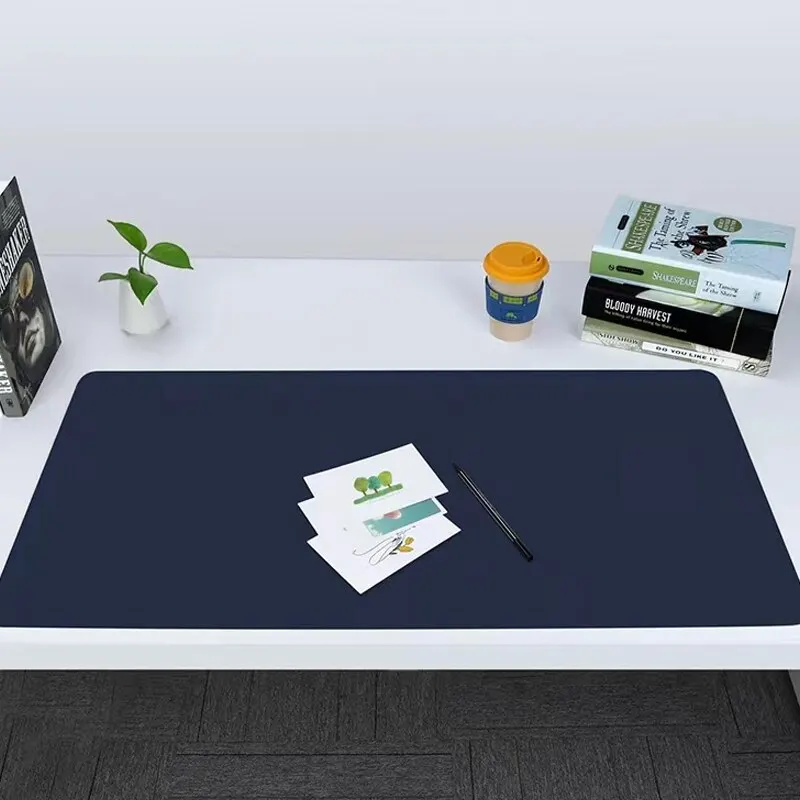 Large Royal Blue Waterproof Desk Mat and Mousepad - PU Leather Suede, 70x35cm