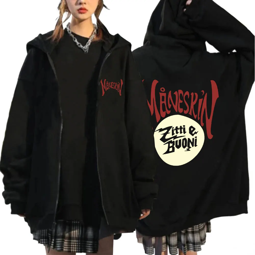 

Italian Rock Band Maneskin Zipper Hoodie Fashion Men Women Harajuku Sweatshirt Oversized Casual Fleece Hoodies Streetwear Jacket