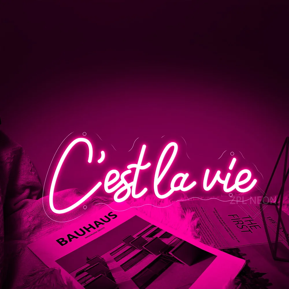 

C'est La Vie Neon Light Sign French This Is Life Neon Sign Wedding Boy Girl Bedroom Room Decor Wall Neon Sign Cafe Bar Party USB