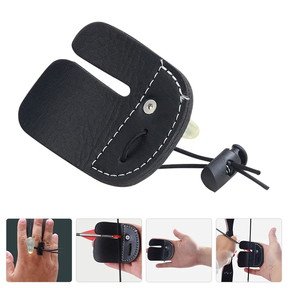 

Thumb Protector Leather Archery Double Finger Protect Guard For Recurve Bow