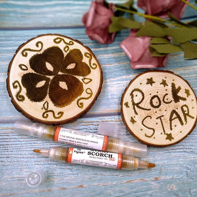 Pyrography Marker Wood Burning Pen Double Ended Design Portable Durable for Artists Pyrography Art Handmade Wood Crafts D5QC