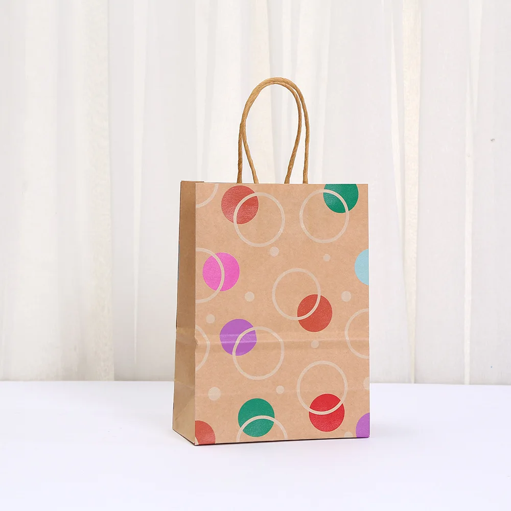 2025 New Polka Dot Kraft Paper Gift Bags, Reusable Eco-Friendly Tote Bags with Twisted ... - SKU KBGP1520 - UGI Packaging