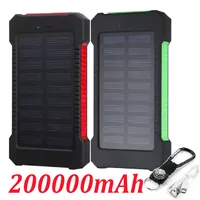 20000mAh Outdoor Large Capacity Portable Solar Waterproof Power Bank Super Fast Charging Portable Flashlight for IOS Andriod
