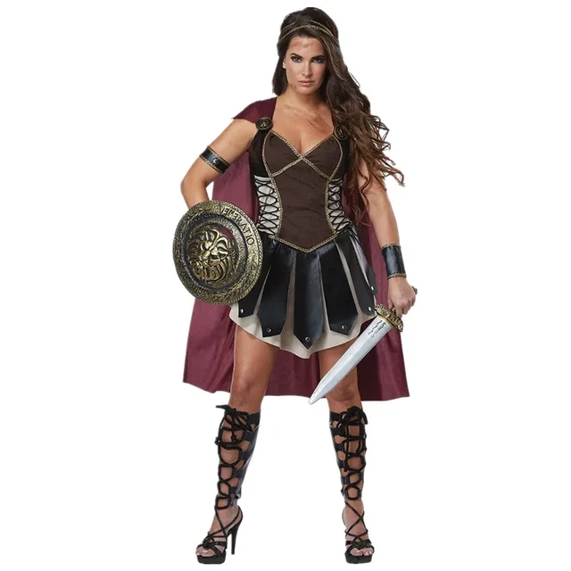 Fantasia Feminina Adulto Rainha Guerreira Viking Halloween Carnaval