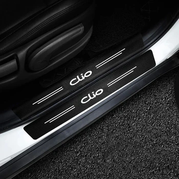 4Pcs Car Accessories for Clio II III IV V 2 3 4 5 BR CR BH KH BF 2001-2023 Car Stickers Threshold Strip Carbon Fiber Interior 1